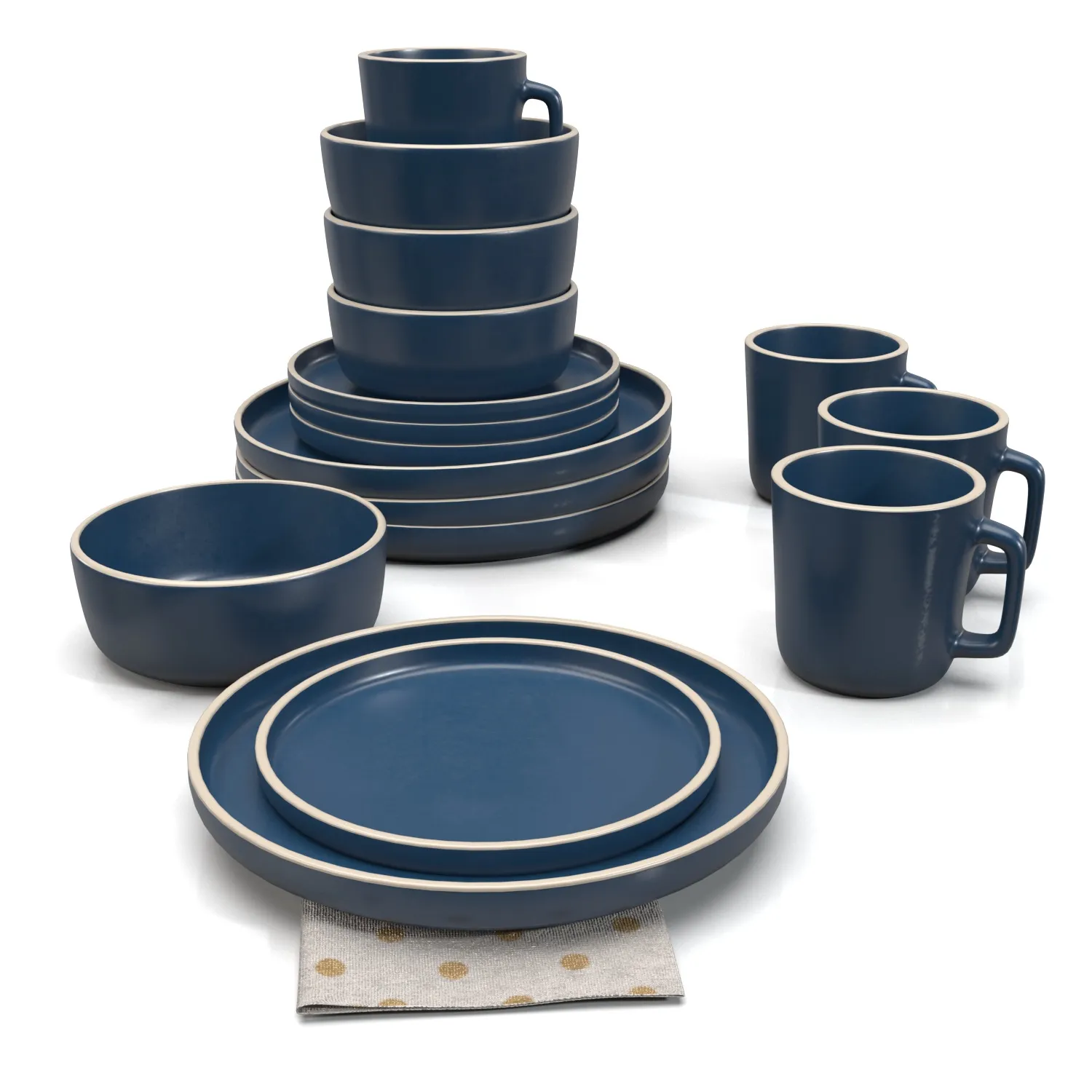 Gibson Home Zuma 16 Piece Round Kitchen Dinnerware Set PBR 3D Model_01